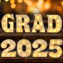 Fovths 2025 Graduation Decorations 8 Piece LED Light up Letters Grad Sign Class of 2025 Graduation Table Centerpieces Decor Wooden Marquee Letters Sign for High School College Party Favor