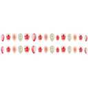 2 x Short Nails Press on Almond Floral Fake Nails Pink Flower Gold Curve Line False Nails with Designs Elegant Acrylic Nails Blush Glossy Glue on Nails for Women Girls 24Pcs
