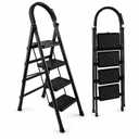4-Step Folding Ladder with Anti-Slip Pedal, Sturdy Lightweight Step Stool