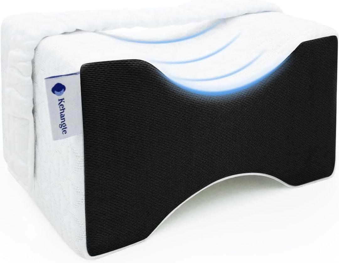 Knee Pillow for Side Sleepers,Leg Pillow,Knne Pillow,Leg Pillows for Side Sleeping,Memory Foam Support Ergonomic Pillows, Removable Cover,White&Black (10.7"x8"x6")