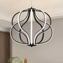 Modern LED ChandelierBlack Adjustable Hanging Chandelier Easy to Install, Suitable for Foyer, Dining Room, Living Room, Bedroom(Black, 10 Light-MAX)
