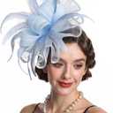 Women Fascinators Hats Flower Fascinators with Headband and Clip Tea Party Headwear for Women and Girls (Blue)