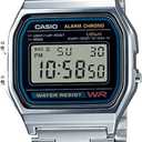 Casio A158WA Series | Unisex Digital Watch | Vintage | WR | 100 SEC Stop Watch | Daily Alarm | Regular Time Keeping: Hour, Minute, Second, PM, Date, Day | Led Light | 7 Yr Battery (Silver)