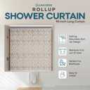 Ceiling Mounted Rollup Bathroom Shower Curtain/Liner 56" Base Up to 95" Long - Use for 9' Ceilings Waterproof PEVA Plastic Shower Curtains for Bathroom No Rod, Hooks or Rings (Icicles)