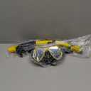 Greatever Dry Snorkel Set, Panoramic Wide View Anti-Fog Scuba Diving Mask, Professional Snorkeling Gear for Adults Kids (Small, Black Yellow)