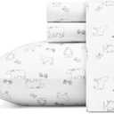 Eddie Bauer - Twin XL Sheet Set, Cotton Percale Bed Sheets, Crisp & Cool, Ideal Dorm Essentials (Animal Tracks White, Twin XL)