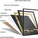 Jersey Frame Display Case for Football,Solid Wood Shadow Box with 98% UV Protection Acrylic,Two Photo Frame One Signature for Baseball, Basketball, Hockey, Uniforms - Black Walnut Finish