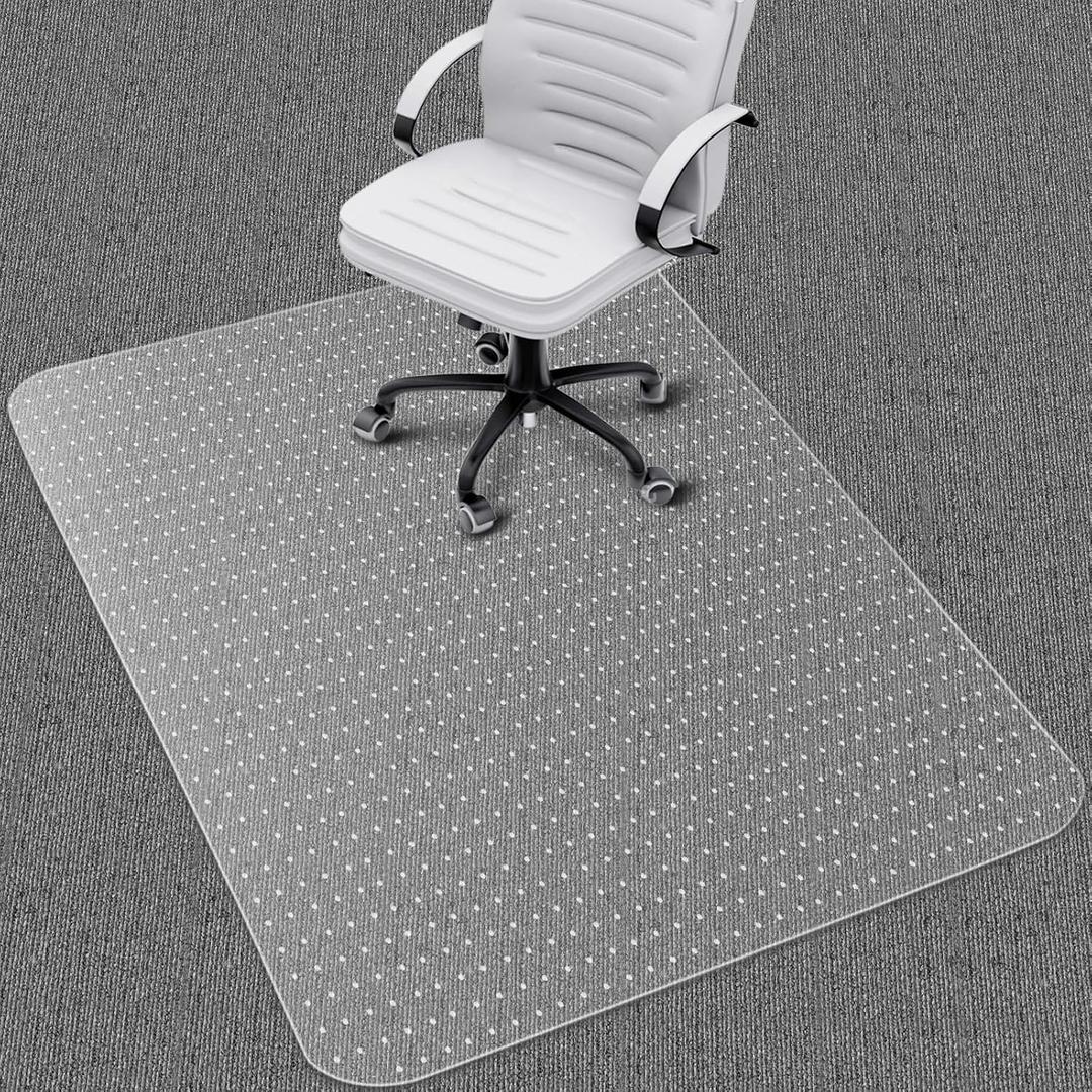 Office Chair Mat for Carpet: 48"x36" Clear Desk Chair Mat for Carpet Floor, Computer Mat for Low Carpeted Floors,Thick and Sturdy Protector, Rug Pad for Rolling Chairs Office Work Gaming, 48 in x 36 in without lip