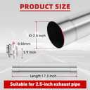 LCGP 2.5 Inch Straight Exhaust Pipe, 2.5" Stainless Steel Straight Muffler Replacement Pipe, 17.3" Length Mandrel Exhaust Tube with Two Lap Joint Band Clamps(New Version)