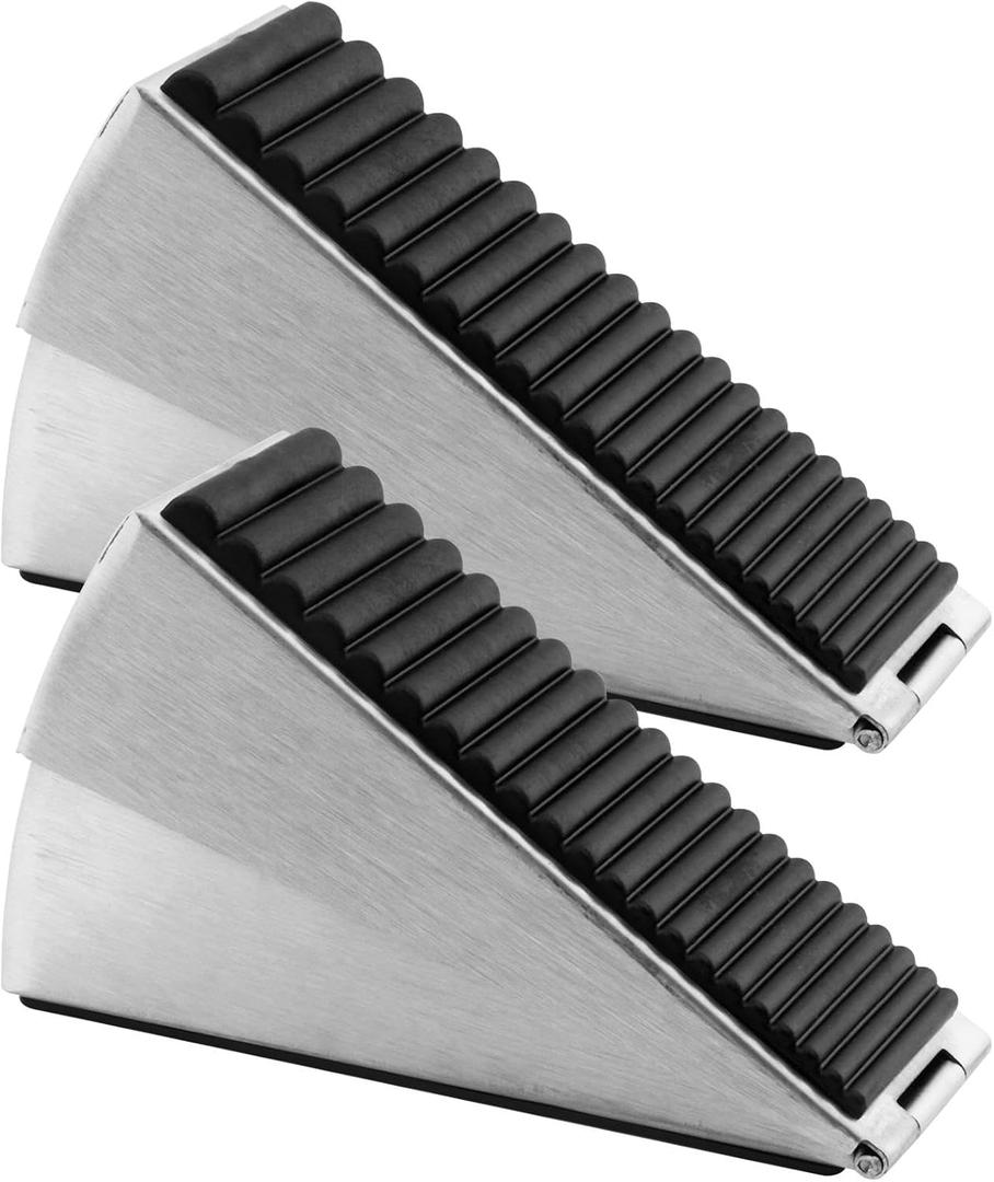 Door Stopper - Heavy Duty Door Stoppers Wedge Tall Door Stop for Bottom of Door Security Rubber,3 Inch High Adjustable Spring Loaded Spring,Door Wedge Stopper Suits Any Heavy Door (Silver)