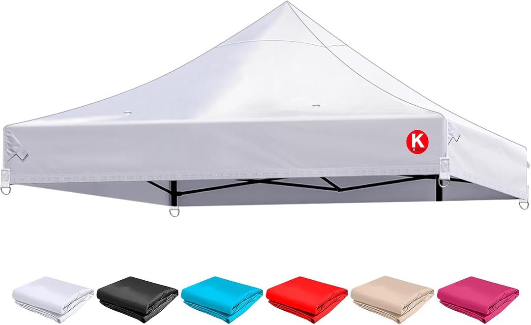 10x10 Canopy Replacement Top Heavy Duty 600D Oxford Fabric with 8 Drainage Holes, Waterproof & 99% UV Resistant Tent Cover for Pop Up Canopy, Professional Replacement Top Only (White)
