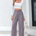 FUNYYZO Wide Leg Dress Pants for Women Work Slacks Business Casual Outfits (Purple, XL)