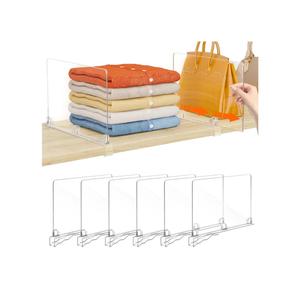 Fixwal 6 PCS Detachable Acrylic Shelf Dividers for Closet Organization Clear Shelf Divider for Closet Organizers and Vertical Purse Organizer for Closet, Bedroom, Kitchen, Office, Cabinets, Bathroom