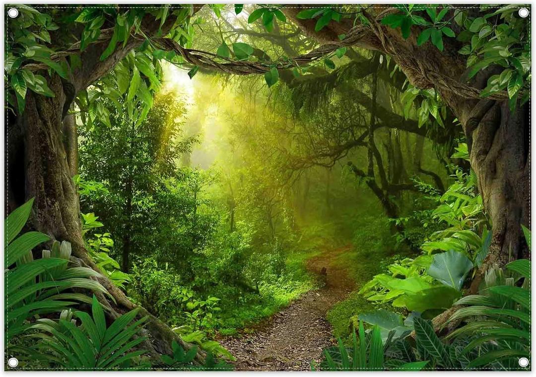 7x5ft Jungle Forest Photography Backdrop Tropical Rainforest Natural Scenery Background Safari Kids Adults Party Decoration Photo Booth Props