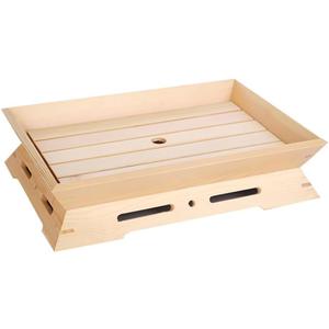Luxshiny Wooden Sushi Boat Tray Japanese Style Sushi Dish Sashimi Plate, Multi-Functional Serving Platter for Sashimi, Kitchen Use, Easy to Clean, Food Safe 13.38x9.44x2.75 Inch