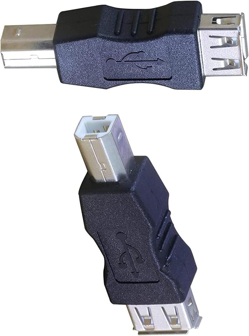 USB 2.0 A Female to USB B Male Print Adapter Converter AF/BM Adapter Plug 2 PCS