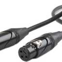 MFL. 15 ft DMX Cable 3 Pin XLR Male to Female Connector Wires for Stage Lighting DJ Lights 22 AWG 110 Ohms, Black Connector, Pack of 4