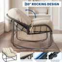 Papasan Rocking Chair with Cushion Set, Indoor Outdoor All-Weather Wicker Rattan Lounge Recliner, 450 lbs Heavy Duty Patio Egg Chair for Living Room Balcony Porch Garden,Beige