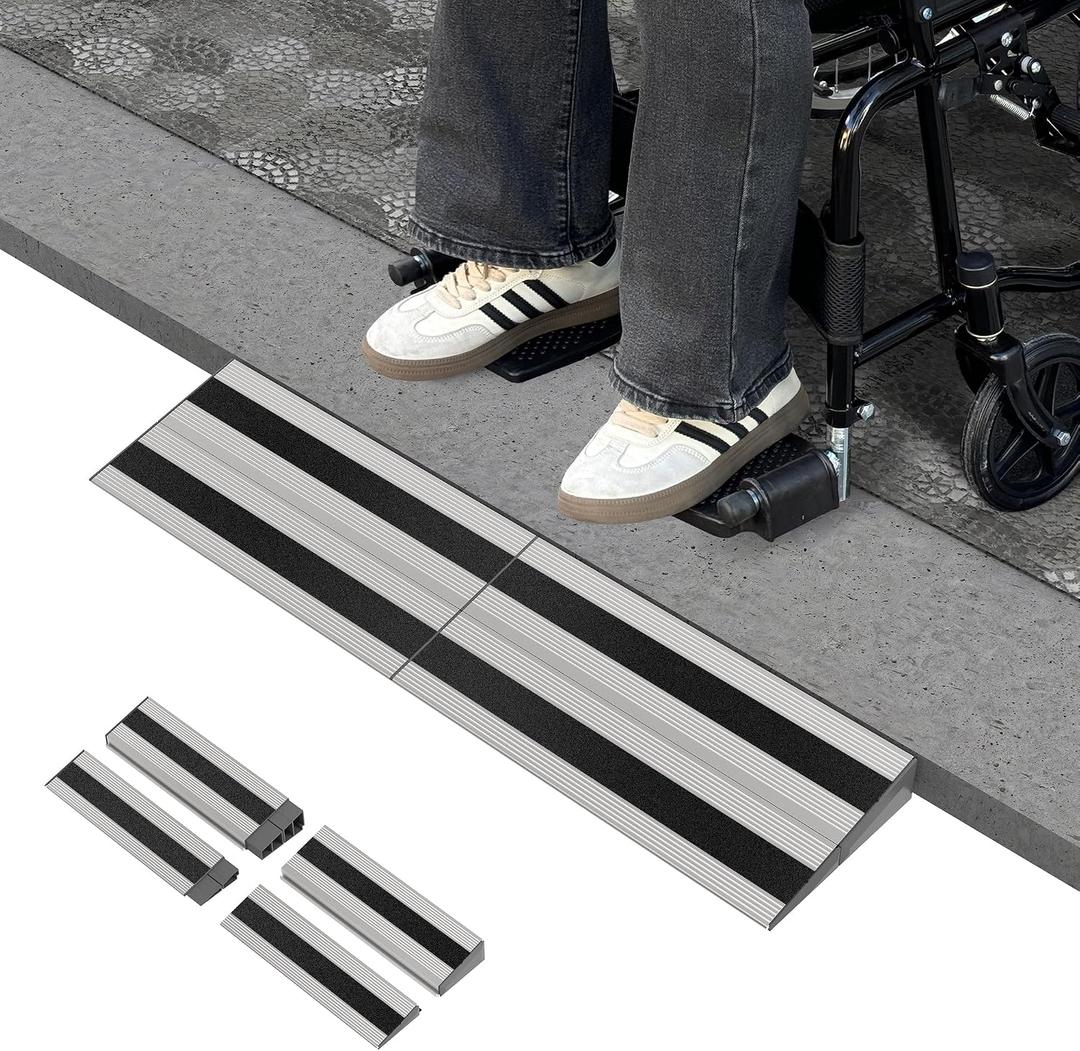 2" Rise Modular Threshold Ramp for Doorways, Stable Wheelchair Ramp for Home Steps, Aluminum Door Ramp and Curb Ramp for Scooters, Power Chairs, Cars, 1100LBS Load Capacity