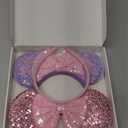 2 Pack Pink Purple Mouse Ears Headbands for Women Girls, Sequin Bow Headband for Cosplay Costume Birthday Party Decorations Hair Accessories