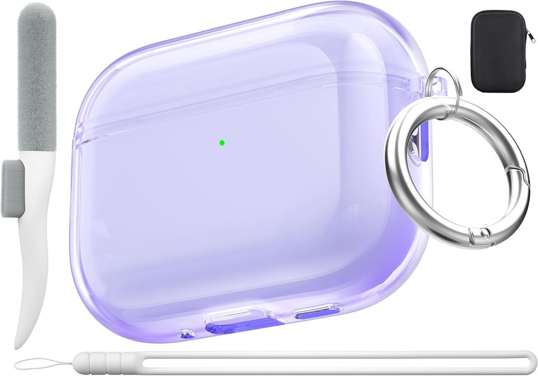Valkit for Airpods Pro 3 Case Clear with Cleaner Kit | Soft TPU Airpods Pro 3 Generation Case | Protective Cover Shockproof | iPods Pro 3 Cases | for Air pods Pro Gen 3 2025 (Clear Purple)