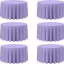 BRILLMAX 6 Pack Lavender Round Tablecloths 120 Inch for 60 Tables - 150 GSM Polyester Fabric, Floor Length Drop, Water, Stain & Wrinkle Resistant Cloth Cover for Wedding Reception Banquet Dining
