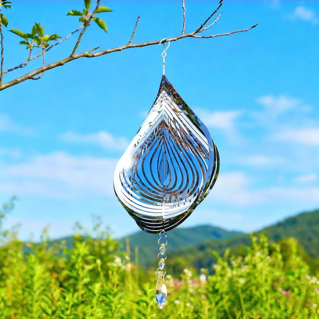 Reflective Bird Deterrents for Outside  Bird Repellent Devices Outdoor  3D Wind Spinners Outdoor Garden Decor  Bird Repellent to Keep Woodpecker & Pigeons Away from Window Roof (Style 6) (Big Drop Water)