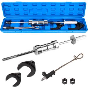 10lb Heavy Duty CV Axle Removal Tool Kit, Professional Inner CV Joint Puller with 10 Pounds Slide Hammer, 63mm & 48mm CV Joint Fork Adapter Attachments for Front Wheel Drive FWD Axle Half Shaft