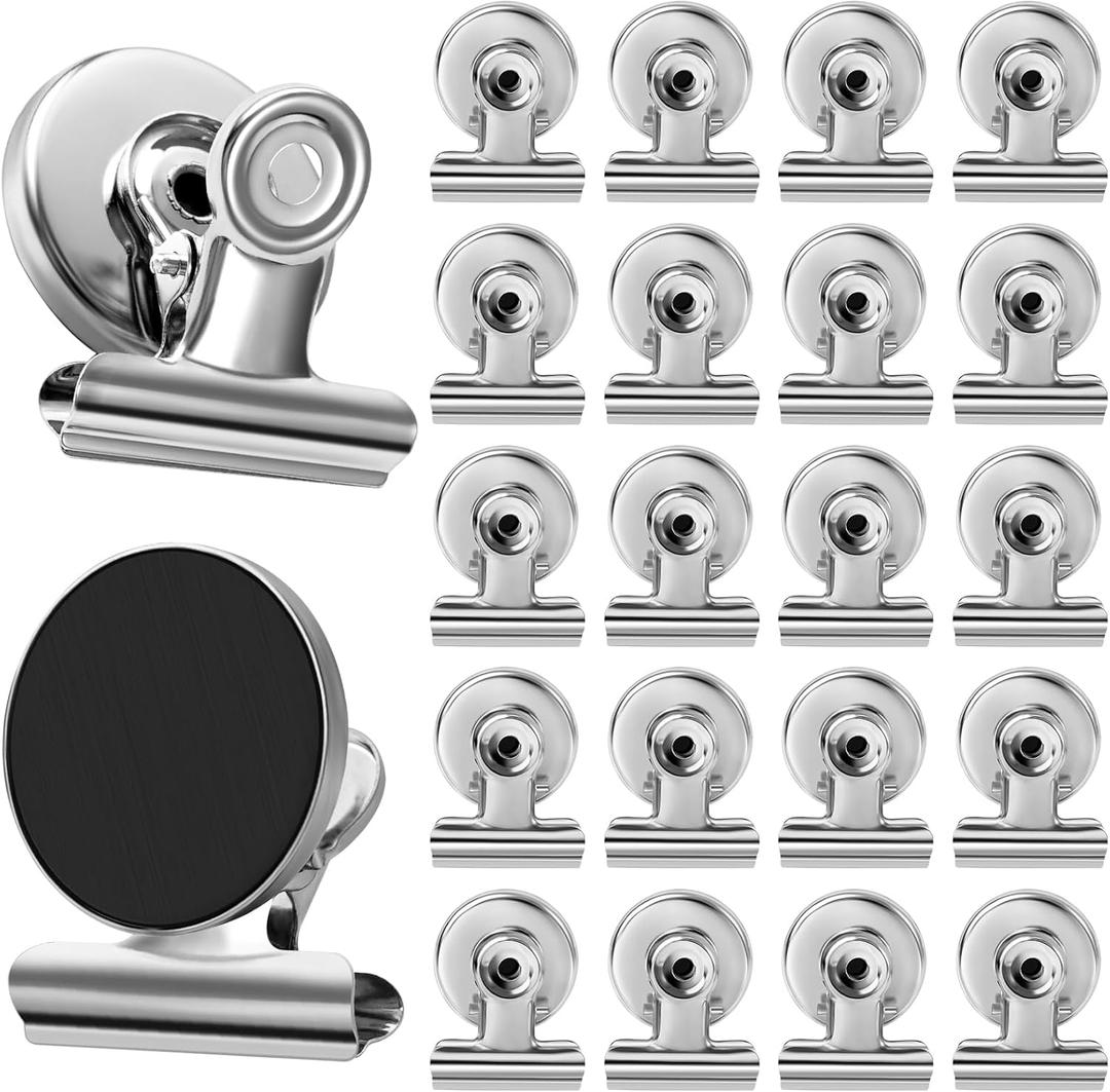 VNDUEEY 20 Pack Fridge Magnets Refrigerator Magnets, Strong Magnetic Clips Heavy Duty, Magnet Clips for Whiteboard, Magnets for Fridge Locker Office Accessories (Silver)