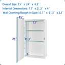 IDYLLOR Bathroom Medicine Cabinet with Beveled Edge Mirrored Door 15 x 24 inch, Recessed or Surface Mount, with Adjustable Glass Shelves
