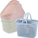 Frcctre 3 Pack Portable Shower Caddy Basket, Plastic Storage Baskets with Handle Plastic Tote Storage Basket Easter Baskets Toiletry Organizer for Bathroom, Kitchen, Pantry, College Dorm