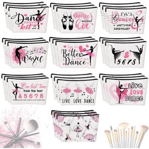 Irenare 30 Pcs Dancer Appreciation Gifts for Women Canvas Makeup Bags Cosmetic Dance Kit Travel Toiletry Case Pencil Toiletry Zipper Pouch Bag Thank You Gift Social Work Month Class Prizes Gifts