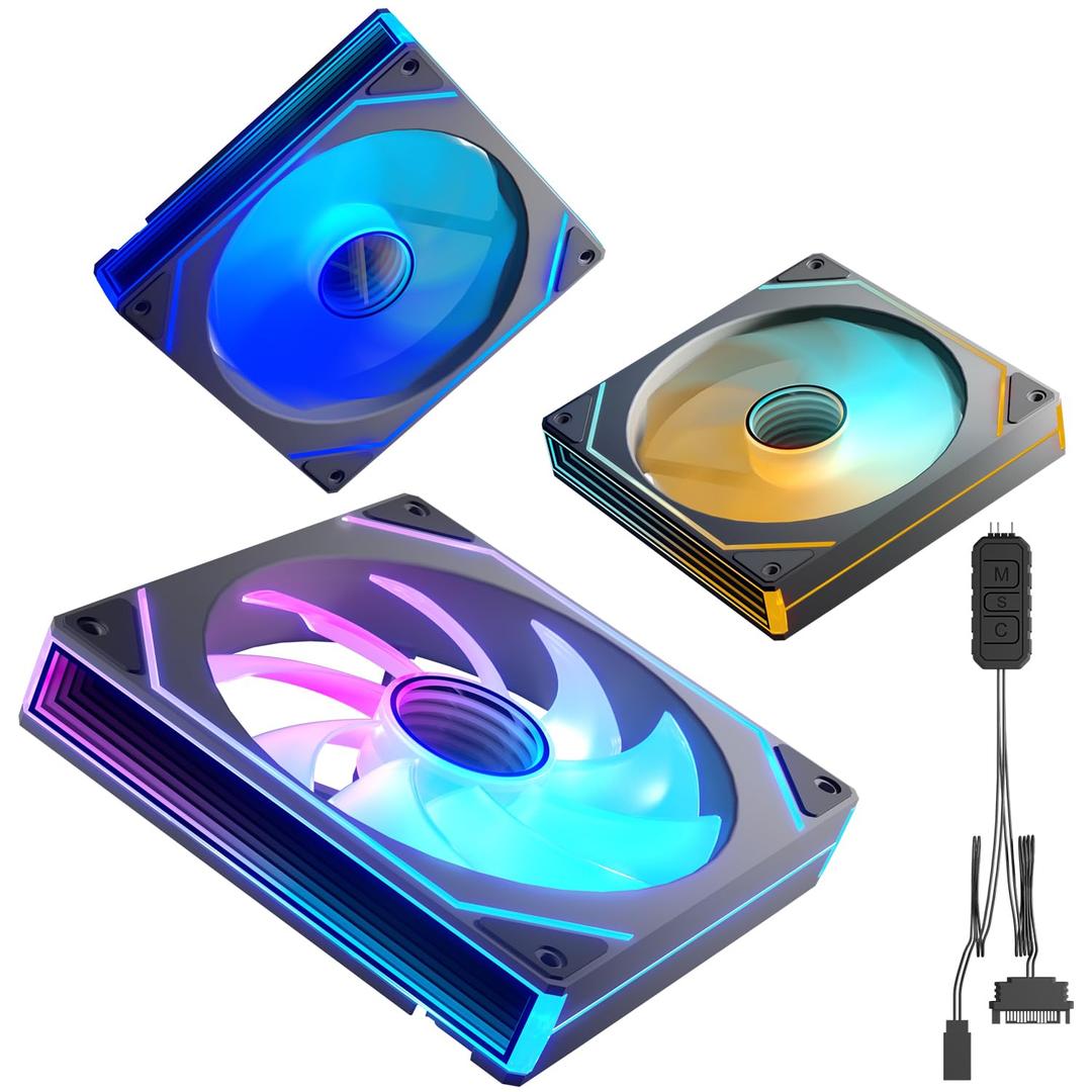 3Pack 140mm ARGB Case Fan,Forward,Infinity Mirror Light Effect Design Cooling Fan, 140mm CPU PWM Fan