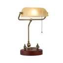 Bankers Lamp, Traditional White Desk Lamp with Solid Birch Wood Base, White Glass Antique Library Lamp with Pull Chain Switch, Plug in Vintage Bankers Desk Lamp for Office, Study Room 【E26 Socket】