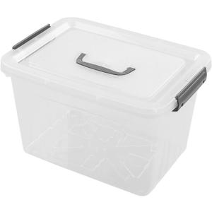 Farmoon 12 Quart Clear Storage Bin, Plastic Stackable Box/Cotainer with Lid and Grey Handle