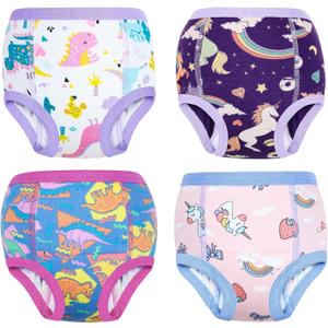 MooMoo Baby Absorbent Potty Training Underwear Cotton Pee Pants for Girl 4T, Pack of 2