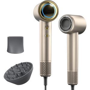 Tideway Hair Dryer Professional High-Speed Ionic Blow Dryer 110,000 RPM, Compact Hair Dryer with Magnetic Diffuser, Fast Drying with Brushless Motor Low Noise Smart Temperature Control-H11 (Gold)