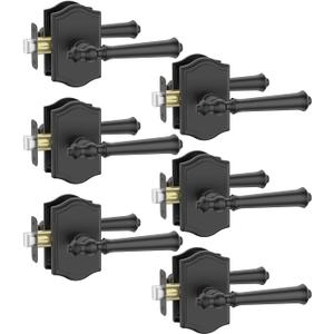 Asidrama 6 Pack Passage Matte Black Door Handles, Indoor Solid Black Heavy Duty Door Lever with Door Knobs for Bedroom or Bathroom, Door Handles Interior with Locks for Left Right Sided Doors ZR19-262