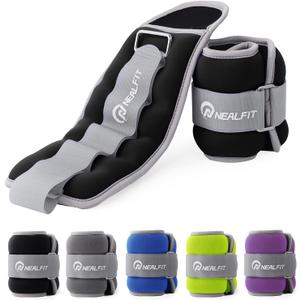 NEALFIT Ankle Weights for Men Women Kids, Leg Arm Wrist Weights with Adjustable Strap for Running, Gymnastics, Aerobics,Gym, Fitness (3 lbs x 2 (6LB Pair), Black)