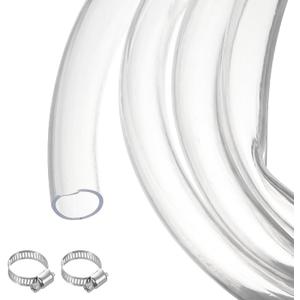 MECCANIXITY Clear PVC Tubing 1 1/4" ID 1 1/2" OD Plastic PVC Tube Flexible Water Hose 10ft for Industrial Tubing, Aquariums, Pump, 31.8mm x 38.1mm, with 2pcs Clamps