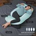 MOON PARK Pregnancy Pillows for Sleeping - U Shaped Full Body Maternity Pillow with Removable Cover - Support for Back, Legs, Belly, HIPS - 65 Inch - Ice Blue - Cooling Cover