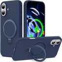 ZHK Liquid Silicone Designed for iPhone 17 Case with Magnet Stand, [Precise Camera Lens Protection][Mil-Grade Drop Shockproof][Soft Anti-Scratch Microfiber Lining] Slim Fit Cover, Navy Blue (iPhone 17 6.3 inch)