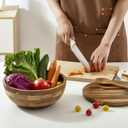JOYMAY Salad Bowls Wood Salad Bowl Set with Lid Acacia Wood Serving Bowl for Fruits or Salads 10.5" Large Serving Bowl with Serving Utensils, 4 Piece Wooden Mixing Bowl Set for Kitchen, Picnic