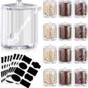 Tioncy 12 Pcs Ice Cream Bar Supplies Sugar Bowls with Lid and Spoon Acrylic Candy Dispenser Party Bar Hot Cocoa Sundae Caramel Apple Dipping Container with Tag (8 oz,Clear)