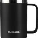 14 / 24oz Insulated Coffee Mug With Handle, Break & Scratch Resistant lid With Detachable Slider, Stainless Steel Vacuum Insulation Tumbler, BPA Free - Thoughtful Gift - Thoughtful Gift - Black