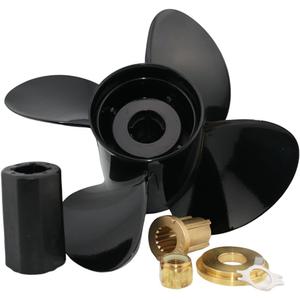 Boat Prop 4 Blade 13.8x10p 13.8x11p 13.8x13p 12.5x19p 13.4x15p 13x17p, Interchangeable Hub, 15 Spline Tooth, Compatible with Mercury 70 75 80 90 100 115 125 140hp Outboard Engines, Bigfoot, RH