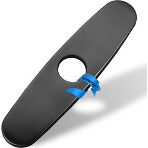 10 Inch Sink Faucet Hole Cover Deck Plate, 304 Stainless Steel Escutcheon Plate for 1 or 3 Hole Kitchen or Bathroom Sink Faucet, Matte Black Finish for Pull Down/Pull Out and Mixer Tap