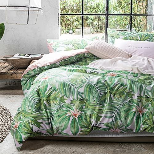 MorroMorn Tropical Duvet Cover King Size, 3 Pcs Green Boho Bedding Sets 1 Comforter Covers 2 Pillowcases, Soft Vintage Retro for Men Women All-Seasons (Green Monstera, King)
