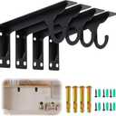4 Pcs Wall Mounted Closet Rod Brackets Heavy Duty 11.18 Inch Closet Shelf Brackets with Rod Holder Support 400 Lbs for Curtain Wardrobe Shop (Black)
