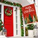 Christmas Trees House Flag 28x40 Double Sided Merry Christmas Garden Flags for Outside, Welcome New Year Winter Yard Outdoor Flag Holiday Decorations